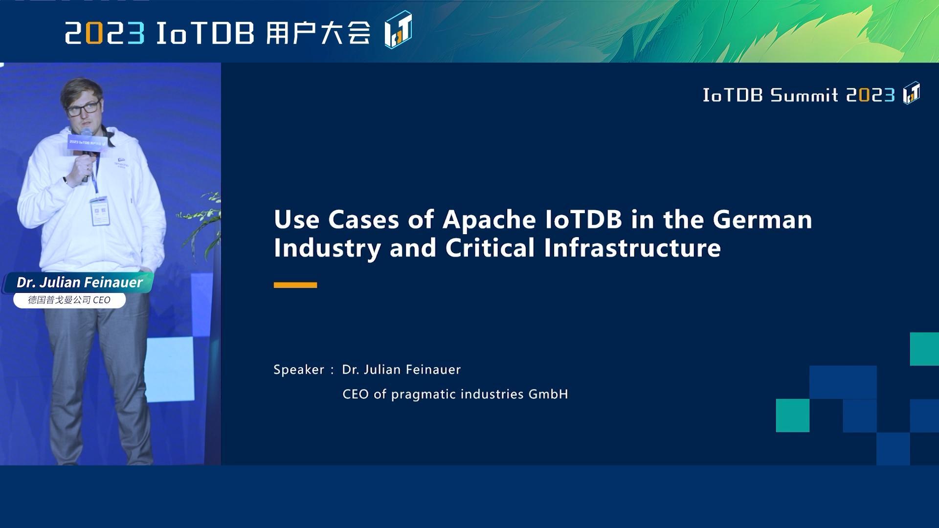 2023 IoTDB Summit：德国普戈曼公司 CEO Dr. Julian Feinauer《Apache IoTDB 在德国工业和关键基础设施中的应用》